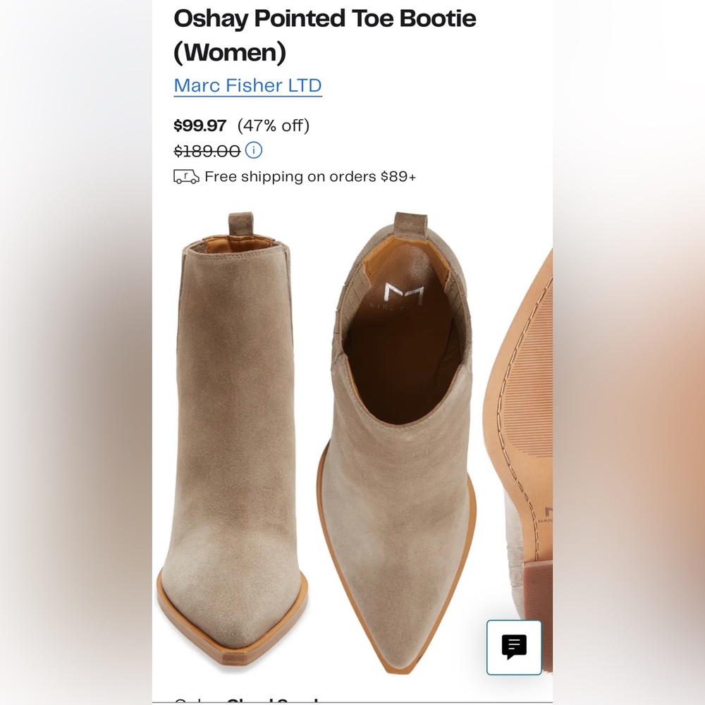 Marc Fisher Oshay Pointed Toe Booties. Size 10 Wo… - image 4